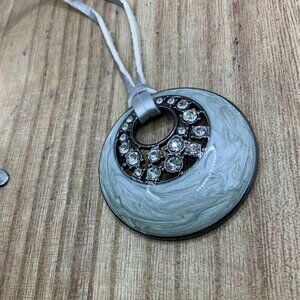 Lia Sophia Enamel Circle Pendant with Leather Cord Necklace